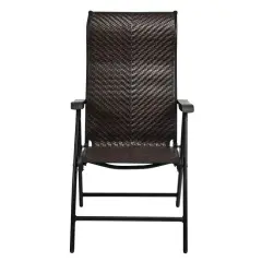 Outdoor Folding Rattan Patio Chair with Steel Frame and Adjustable Backrest