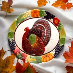 Ceramic Thanksgiving Turkey Platter, Home D&eacute;cor, Gift for Her, Gift for Mom, Kitchen D&eacute;cor, Fall D&eacute;cor, Thanksgiving D&eacute;cor