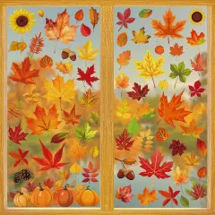 274 PCS Fall Window Clings, Double Sided Autumn Stickers,9 Sheets Fall Decorations
