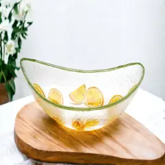 Hand painted glass lemon drop candy dish, salad dish, Home D&eacute;cor, Gift for Her, Gift for Mom, Vanity D&eacute;cor, Bedroom Decor, Kitchen Decor
