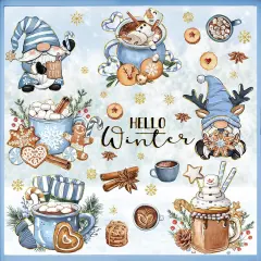 145 PCS Hello Winter Gnome Window Clings 9 Sheets