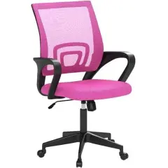 Pink Nylon Mesh Mid-Back Office Chair with Swivel, Adjustable Tilt and Cushion
