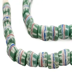 The Bead Chest Green Strawstack Sandcast Beads