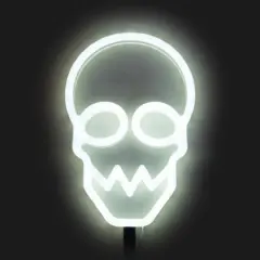 10" White Neon Skull Light Stake with Timer &ndash; Halloween Yard D&eacute;cor