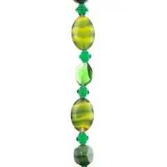 John Bead 7" Assorted Shape Czech Glass Bead Strand Back to Nature Green