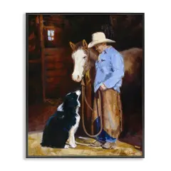 Stupell Industries Cowboy with Horse & Dog Framed Giclee By Carolyne Hawley