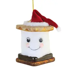 Noble Gems 4.0 Inch S'mores With Santa Hat Tree Ornament , Christmas Ornament Multicolored