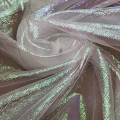 1 Yard Iridescent White Crushed Organza Sheer, Lightweight Shimmer Fabric for Gowns, Costumes & Event D&eacute;cor 45&rdquo; Wide