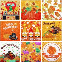 9 Pcs Fall Thanksgiving Day 5D Diamond Painting Kits