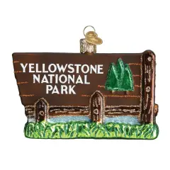 Old World Christmas 2.75 In Yellowstone National Park Christmas Tree Ornament , Vacation Travel Old Faithful Brown