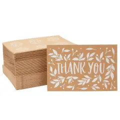 Rustic Kraft Thank You Cards with Envelopes and Seals, 6 Designs (4x6 In, 48 Pack)