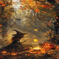 11.8x15.7 Inch - Fall Witch Pumpkin Diamond Painting Kits for Adults