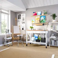 Seville Classics HOME Work Center Island Table, 48" W x 24" D x 36" H White