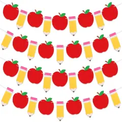 4Pcs Pencil Apples Felt Banner
