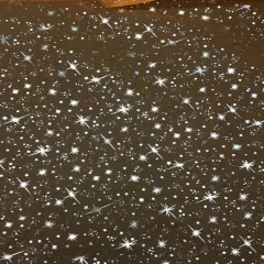 1 Yard Orange Organza with Silver Foil Stars Sheer Polyester Fabric for Costumes, Decor, and Crafts 58/60&Prime; Wide