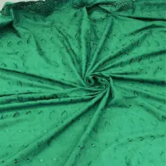 1 Yard Forest Green Medium Eyelet Cotton Blend Fabric with Border for Apparel 41/42 Inches Wide