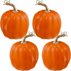 4 Pcs Artificial Orange Pumpkins Fall