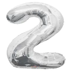 34" Numeral 2 Balloon - Silver, 1ct