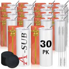 A-SUB 20oz Skinny Sublimation Tumblers - Blank Straight Stainless Steel