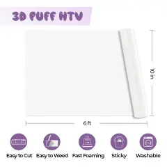 Puff Heat Transfer Vinyl White 6ft