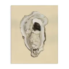 Stupell Industries Aquatic Oyster on Beige Canvas Wall Art Design by Michael Willett 