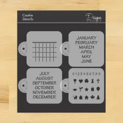 Save the Date Calendar Cookie Stencil Set | C1023 by Designer Stencils | Cookie Decorating Tools | Baking Stencils for Royal Icing, Airbrush, Dusting Powder | Reusable Plastic Food Grade Stencil for Cookies | Easy to Use & Clean Cookie Stencil