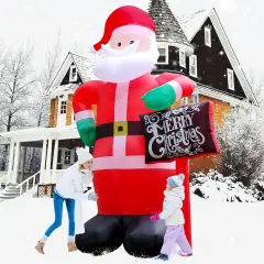 Inflatable Santa Claus 12 Feet Christmas Decoration with Bright LED Lights Perfect for Outdoor Lawn Garden Entryway and Holiday Parties Easy to Install and Store Christmas Inflatable Santa Claus Toy
