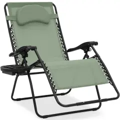 Best Choice Products Oversized Zero Gravity Chair, Folding Outdoor Patio Recliner w/ Cup Holder Sage Green