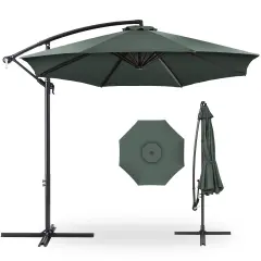 Best Choice Products 10ft Offset Hanging Outdoor Market Patio Umbrella w/ Easy Tilt Adjustment Slate