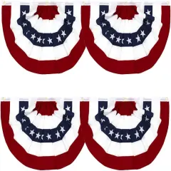 American Pleated Fan Flag Width Approx 90cm - US Patriotic Half Fan Bunting Flag 4 PACK
