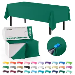  Party Solids 54" x 300' Plastic Table Cover Roll with Slide Cutter &ndash; Cut-to-Size Dispenser Box &ndash; Makes Up to 36 Disposable 8' Rectangle Tablecloths by Exquisite Dark Green