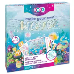 3C4G: Seas The Day! Aquatic Artist Drawing Set - 20pc Make Your Own Waves Ocean Themed Kit, Magnetic Closing Box, Full-Sized Sketchbook, Girls Kids 8+