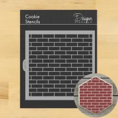Brick Wall Cookie & Craft Stencil | CM192 by Designer Stencils | Cookie Decorating Tools | Baking Stencils for Royal Icing, Airbrush, Dusting Powder | Craft Stencils for Canvas, Paper, Wood | Reusable Food Grade Stencil
