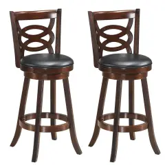 Costway Set of 2 Bar Stools 29'' Height Wooden Swivel Backed Dining Chair Home Kitchen