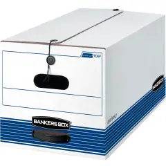 Bankers Box Liberty Plus File Storage Box, Letter Size, 12 x 24 x 10 Inches, White/Blue, Pack of 12