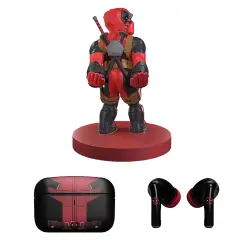 Exquisite Gaming: Buds Pro & Holdems Bundle - Deadpool - Wireless Bluetooth Earbuds & Case, Character Device Holder/Figure, Licensed Marvel Set