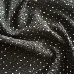 1 Yard Black Silver Sparkling Black Nylon Glitter Mesh Fabric For Dancewear Cosplay Yoga Tops 60" Width