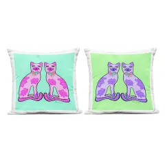 Stupell Industries Funky Whimsy Cat Pairs 2pc Outdoor Printed Pillow Set design by Katie Conley, 18 x 7 x 18