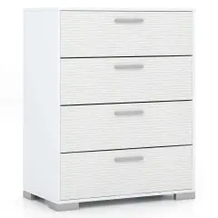 Costway 4 Drawer Storage Cabinet with Metal Legs & Handles Anti-Toppling Devices Gray/White