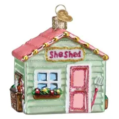 Old World Christmas 3.25 In She Shed Tree Ornament , Ornament Flowers Rake Wine Multicolored
