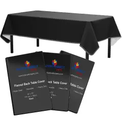 Exquisite Vinyl Tablecloth &ndash; 54" x 70" &ndash; Pack of 1 &ndash; Rectangular Plastic Table Cover with Flannel Backing &ndash; Reusable & Waterproof Tablecloth for Events and Parties Black