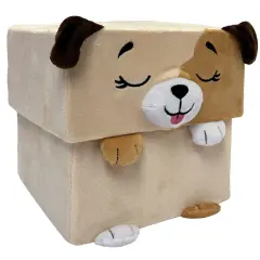 Happy Nappers: Adorable Storables - Dog - Tan & Brown - 8&rdquo; Character Box & Surprise 8&rdquo; Plush Toy w/ Weighted Paws, Square Storage Bin, Kids Ages 1+