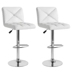 Costway Modern Bar Stools Set of 2 PU Leather Upholstered Swivel Counter Stools with Back Black/Brown/White