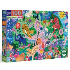 eeBoo: Tree of Wildlife - 100 Piece Puzzle - 27 x 18" Colorful Nature & Animal Jigsaw, Sturdy Dustless Pieces, Informational Poster, Kids Ages 5+