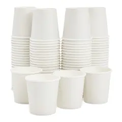 100 Pack 4 Oz Mini Disposable Paper Cups for Espresso, Mouthwash, Tea, Coffee - Plain White