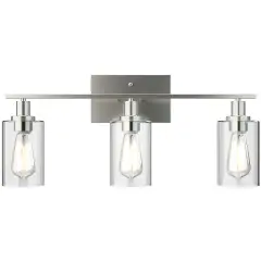 Costway 3-Light Wall Sconce Modern Bathroom Vanity Light Fixtures w/ Clear Glass Shade