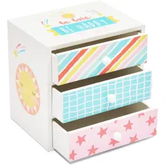 Wooden Kids Jewelry Box with Drawers for Girls, Be Bright, Be Bold, Happy, Be You (6.1 x 4.5 In) Multicolor
