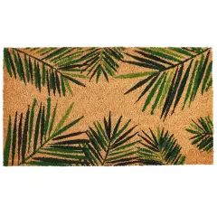Tropical Welcome Mat for Outdoor Entrance, Coco Coir Palm Leaf Plant Doormat for Front Porch, Patio (30 x 17 In) Brown