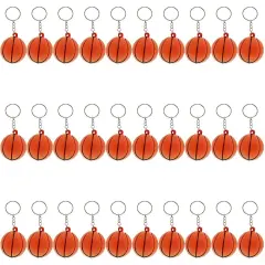 Juvale 30 Pack Mini Basketball Foam Sports Ball Keychain for Relieve Stress and Anxiety, Kids Party Favors Brown