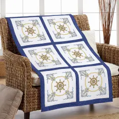 HerrschnersNautical Days Quilt Blocks Stamped Cross-Stitch Multi